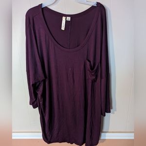 Misia Top Blouse 3/4 Sleeve Womens Plus Size 3X Purple
